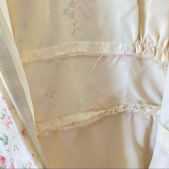 Vintage Prairie‎ Maxi Dress Ditsy Floral Tiered Ruffle Cream Lace Cottagecore - Picture 10 of 16